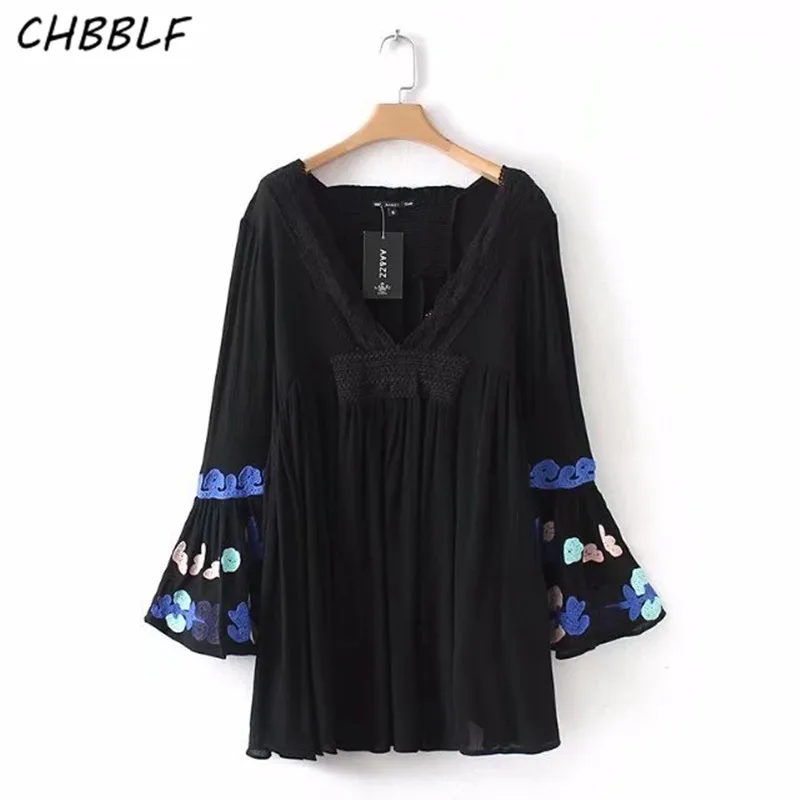 С расклешенными рукавами Дамы Мини платья с v-образным вырезом Женская мода