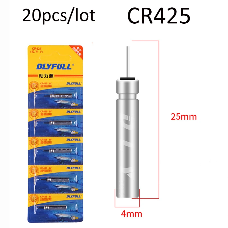 Литиевая батарея CR425 20 шт./лот поплавок для ночной рыбалки светящийся аккумулятор