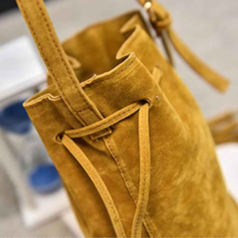 2017 Повседневное строка кисточкой замши ведро Сумки женские мягкие кожаные плеча