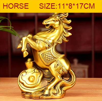 HORSE FENGSHUI ручной работы Китайский Зодиак Животные Овцы Дракон Тигр собака кролик лошадь Обезьяна свинья петух змея Крыса Бык Коллекционная статуя - Цвет: HORSE