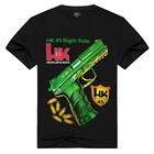 2018 Новая модная мужская футболка с 3D принтом HK 45 с правой стороны, с изображением пистолета, свободная футболка с коротким рукавом, мужские Модные повседневные футболки, футболка
