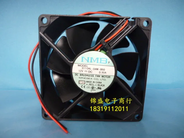 Оригинальный 2-проводный охлаждающий вентилятор NMB 8025 0,30a 3110KL-04W-B50 80*80*25 мм 12 В