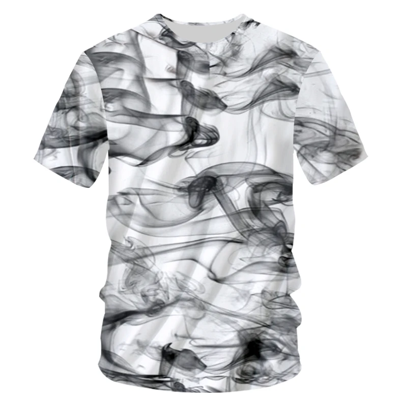 CJLM Cool Tshirts Mens 3d Funny Print Watercolor Dreamy Smoke Lines T-shirt Hip Hop Streetwear Casual O Neck Short-sleeve Tees | Мужская