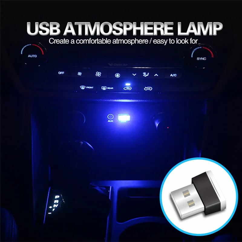 Автомобильный USB светодиодный атмосфера огни Декоративные Атмосферу лампы