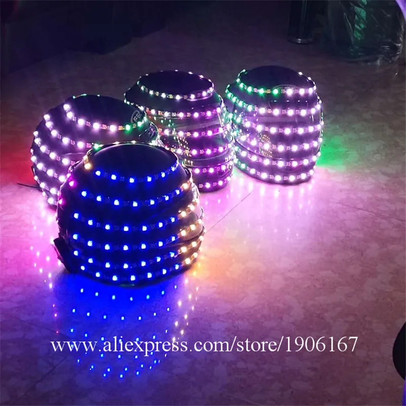 Полноцветный светодиодный светящийся робот шлем RGB LED растущий мигающий Хэллоуин