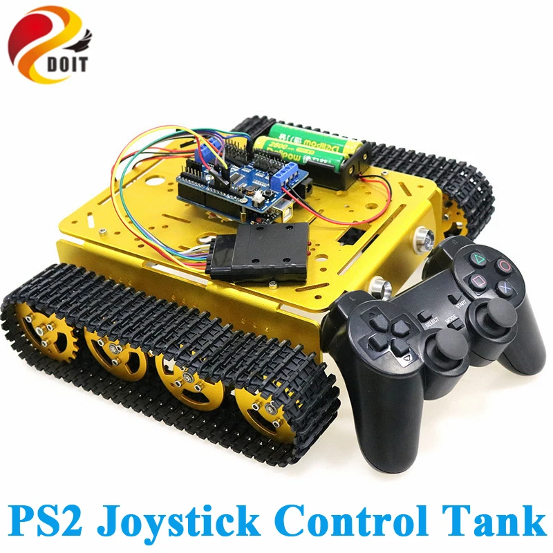 PS2 ручка управления умный робот танк шасси с двойным DC 9V мотор + плата водителя