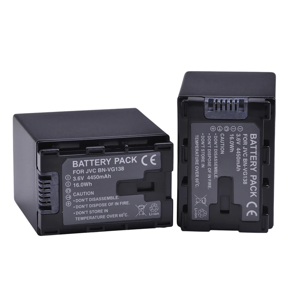 2x4450mAh BN VG138 BNVG138 Аккумулятор для JVC VG121U E10 E100 E245 E265 E565 E575 GX1 G3X G5 GX8|Цифровые