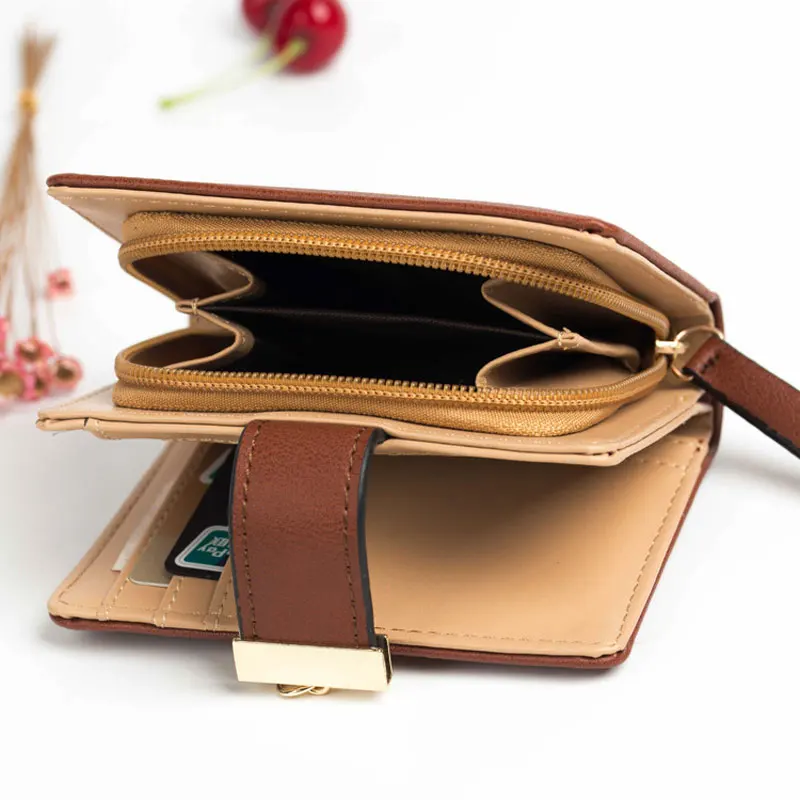 New Women Wallets Short Wallet Ladies Zipper Buckle Hollow Leaf Purse Wallet Female Women Zipper Purse Card Holder Cartera Mujer
