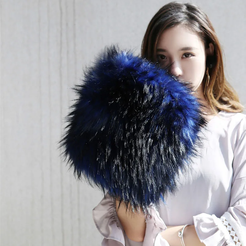 Blue Black Ellacey новая зимняя модная женская меховая сумка почтальон женская цепь Наплечная Сумка из искусственного меха роскошные сумки женские сумки дизайнерские - Цвет: Blue Black