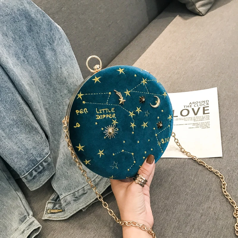 Звездное небо круговой Мода шерсть для женщин сумка кожа Crossbody курьерские Сумки