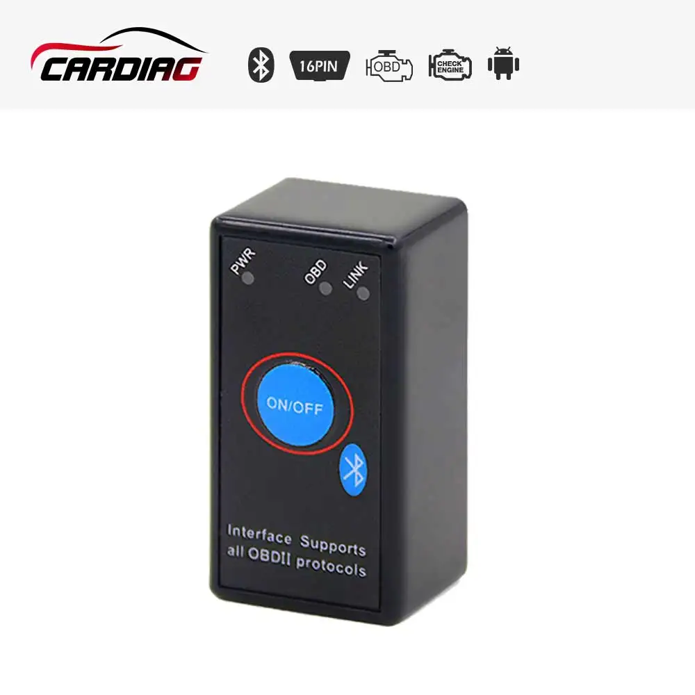 Супер Мини ELM327 V1.5 с чипом PIC25K80 с переключателем ELM 327 Bluetooth считыватель кодов работает на Android 16pin OBD2 диагностический инструмент - Цвет: Красный