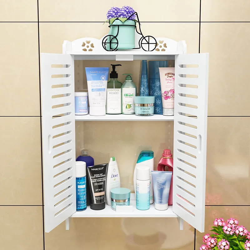 Белый деревянный держатель для ванной комнаты туалетный стеллаж для хранения Фен вешалка для одежды Сумочка для туалетных принадлежностей Шкаф Водонепроницаемый без пробивки