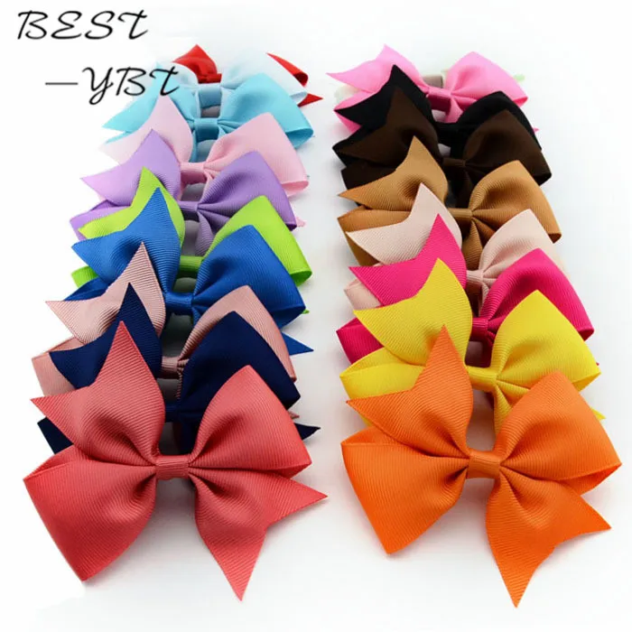 Высококачественные банты для волос 3 5 дюйма лента с зажимом Детские аксессуары
