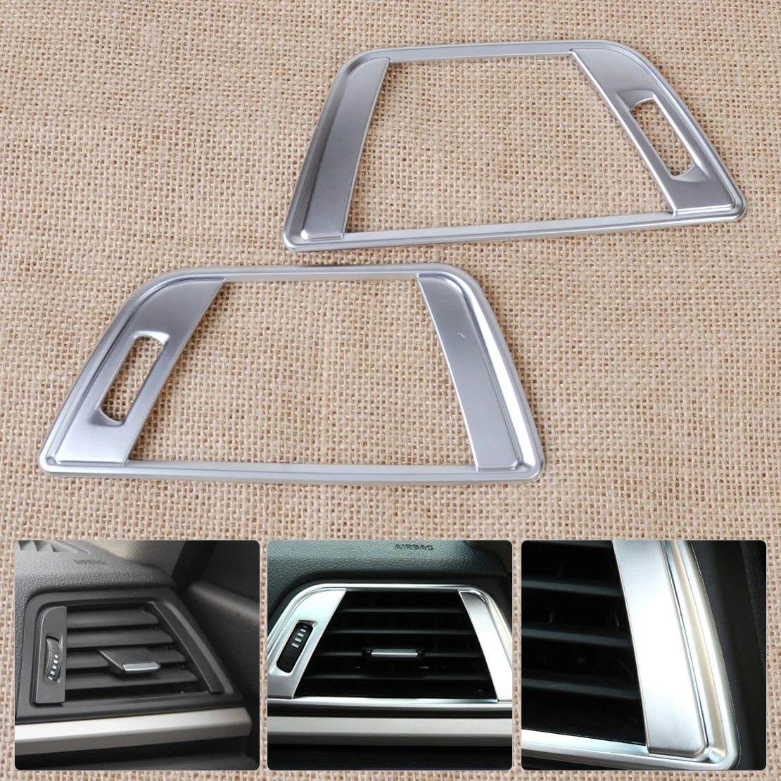 

beler Silver Chrome Dashboard Side Air Vent Outlet Trim Cover Fit for BMW 3 4 Series F30 F31 F32 F34 F35 F36 2014 2015 2016
