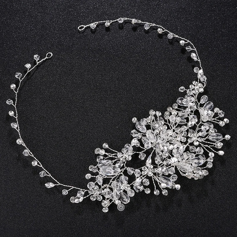 100% Handmade Sparkling Crystal Wedding Hair bands Soft Headband Women Party Jewelry Accessories | Украшения и аксессуары