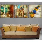 Модульная картина, печатная художественная рама, популярный современный плакат Куадрос, 3 шт., ретро город и цветочный горшок, холст, картина на стену