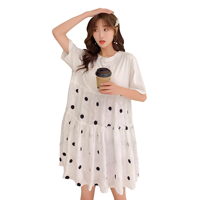 2019 New Arrive Maternity Dress Woman Summer Cute Dot Large Size Dresses Pregnant Clothing MD-01070 | Мать и ребенок