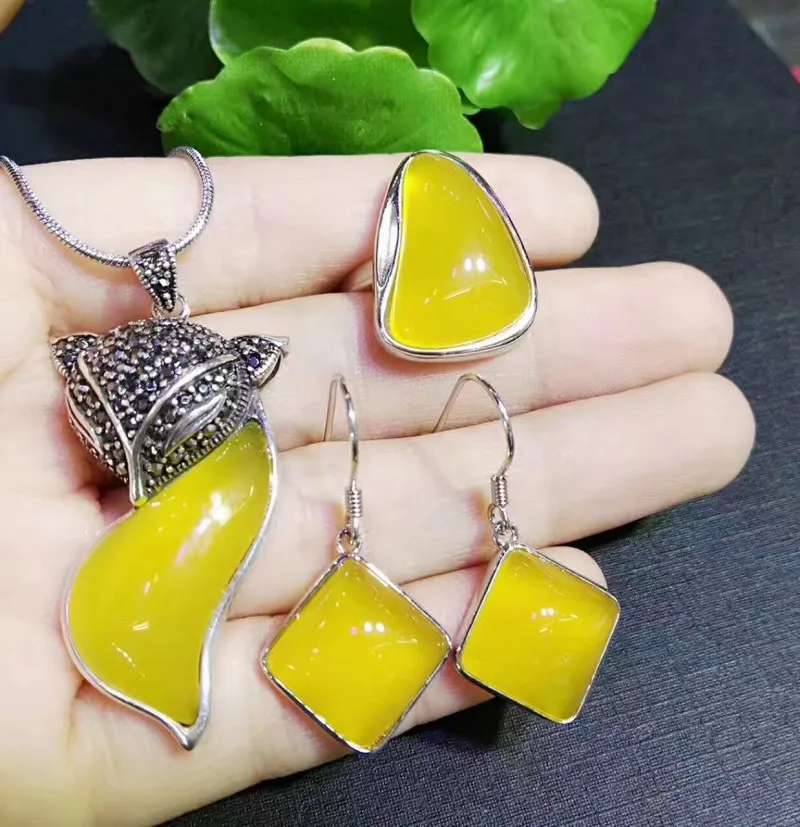 Кольцо из натурального халцедона подвеска серьги браслет серебра s925 пробы