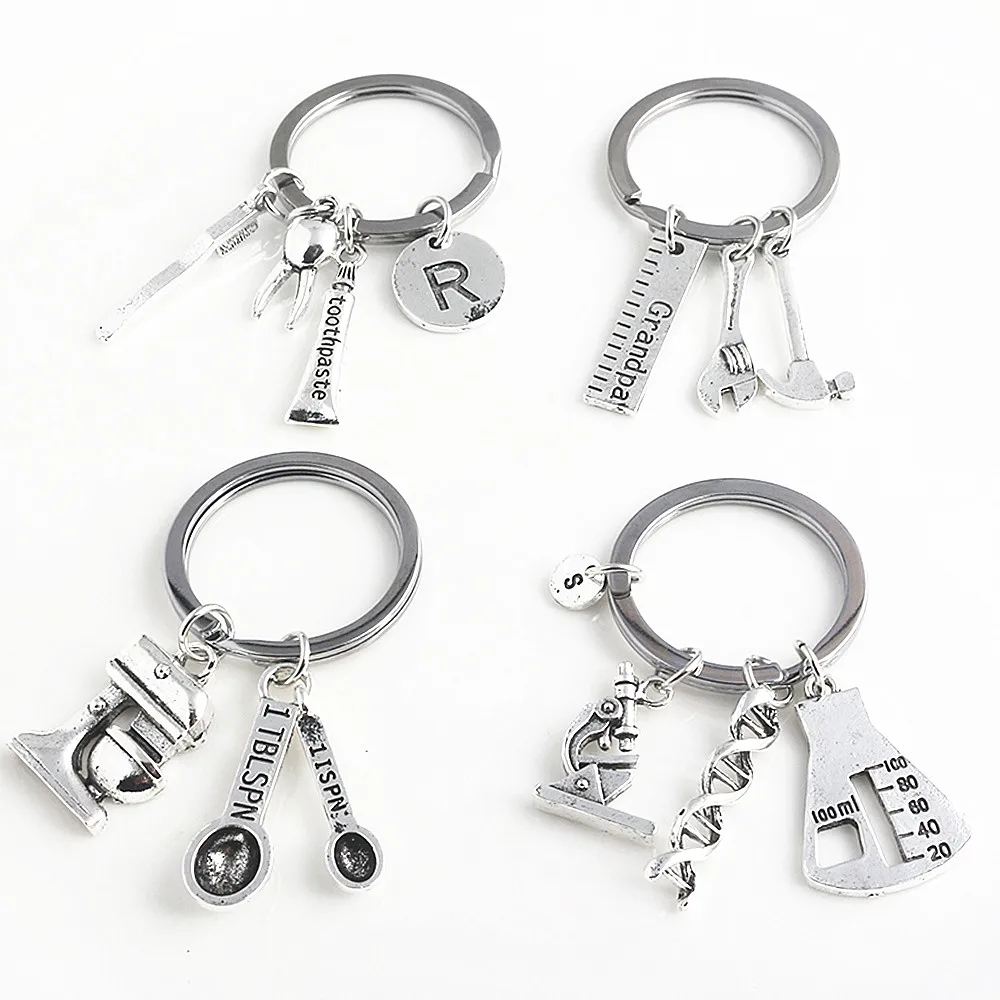 Fashion Coffee machine microscope DNA Jewelry keyring men and women Doctors and nurses jewelry