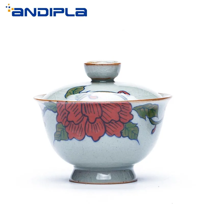 180 мл винтажный глазурь с трещинами ручная роспись Gaiwan Jingdezhen Керамические чайные