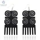 SOMESOOR Африканские Этнические серьги-гребни из натурального дерева черные красные цвета ручной работы афро богемные серьги для женщин подарок