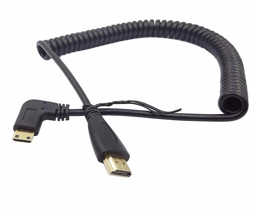 Угол 90 градусов мини HDMI к правый угловой папа Мужской позолоченный конвертер