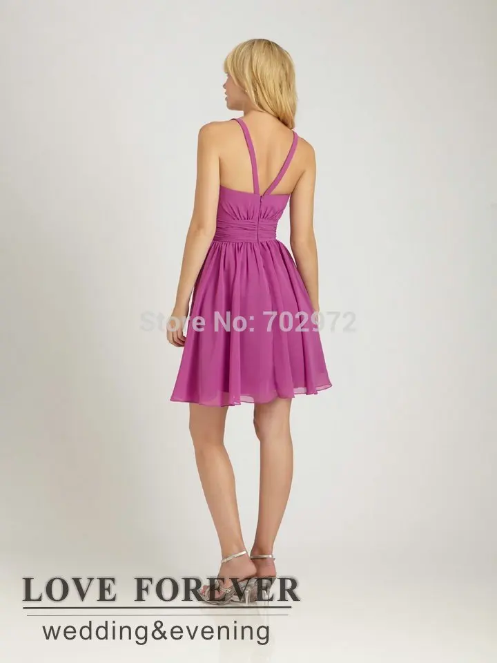 Utterly Dream Ruffle Water Melon and Light Purple Chiffon Spaghetti Strap Bridesmaid Dress |
