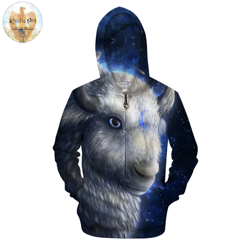 

Buffalo By KhaliaArt Mutton 3D Zip Hoodie Men Zipper Hoody Casual Sweatshirt Print Tracksuit Pullover Coat Brand DropShip