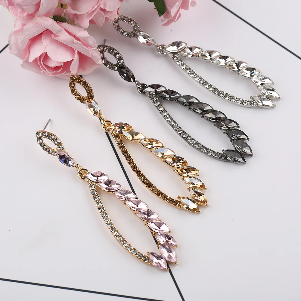 VEYO Trendy Crystal leaves Drop Earring for Women New Fashion Rhinestones Earrings Gift Statement Jewelry Wholesale | Украшения и