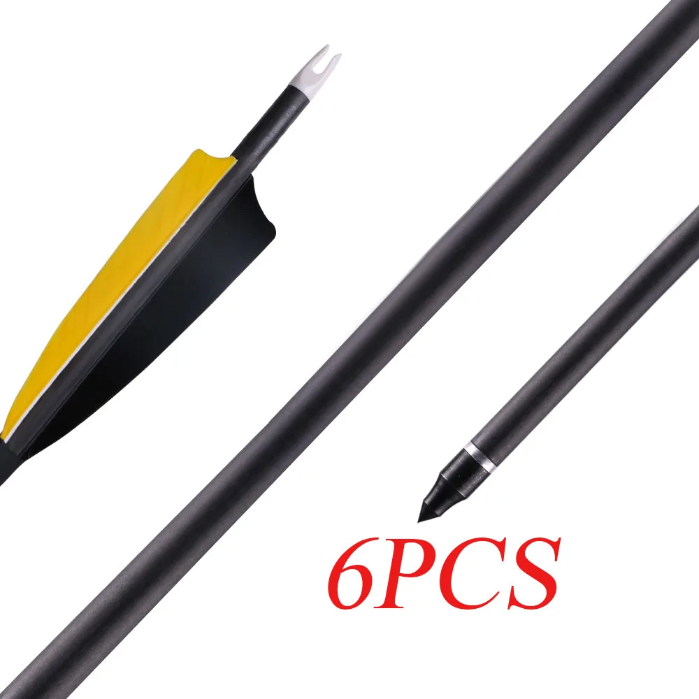 6pcs Toparchery углеродные стрелы позвоночника 400 для блочного изогнутого Лука Охотничьи мишени с настоящим турецким пером ноки для стрельбы лук - Цвет: 6pcs