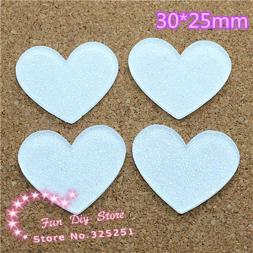 

10pcs/lot 30*25mm acrylic shiny white heart Cabochon| Flat back Scrapbooking Heart