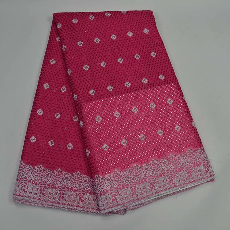 Последние 2017 швейцарская вуаль кружева с камнями африканский хлопок Ткань