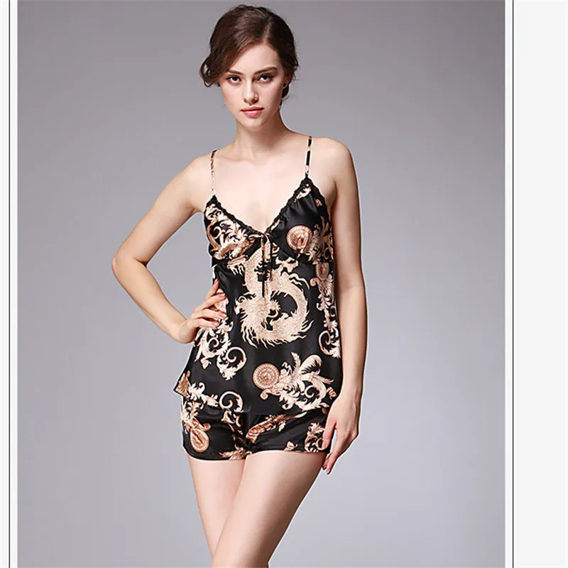 Pigiama donna комплект из двух предметов летняя пикантная Шелковая пижама на