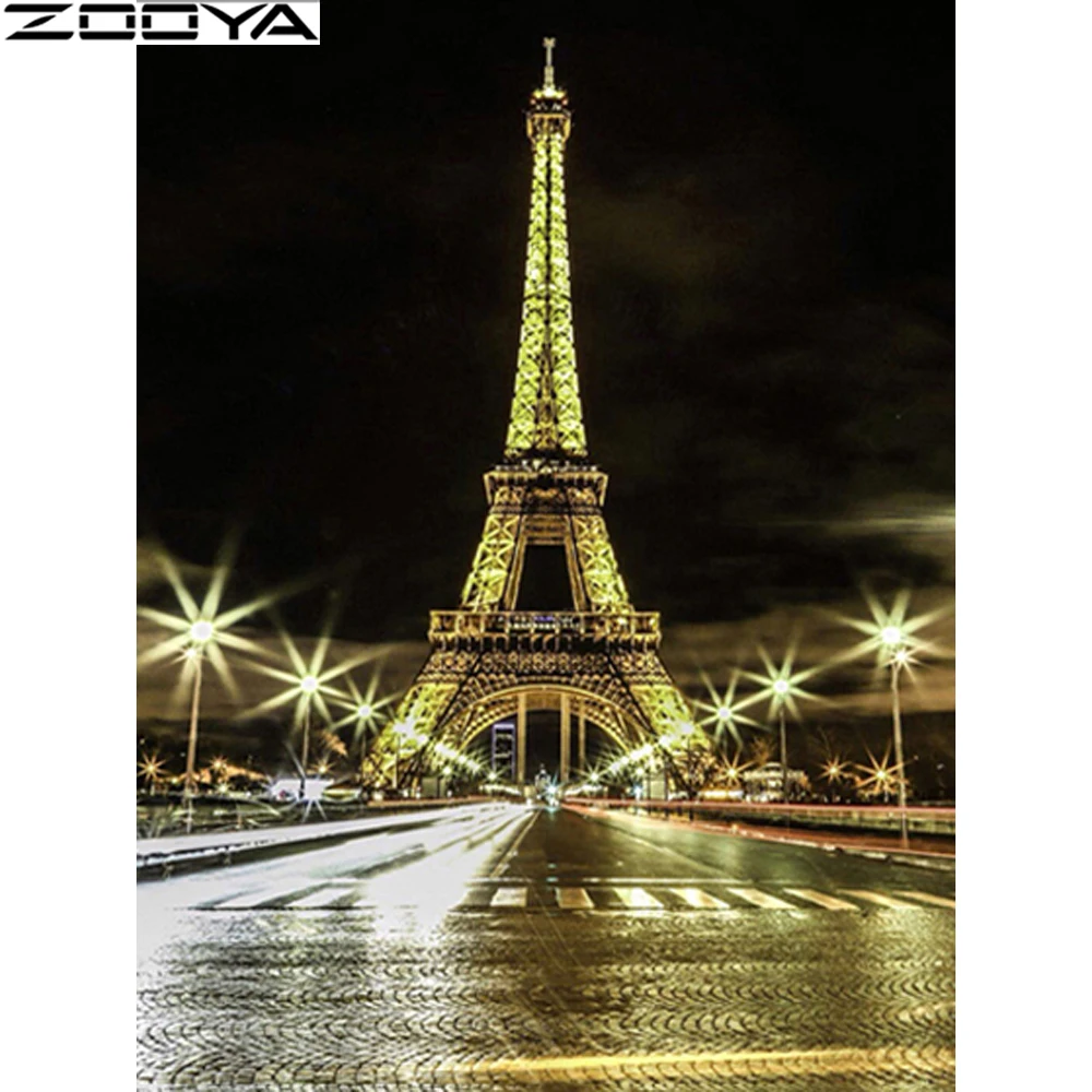 

ZOOYA Diamond Embroidery DIY Diamond Painting Golden Tower Night View Home Decor Diamond Painting Rhinestone Cross Stitch R551