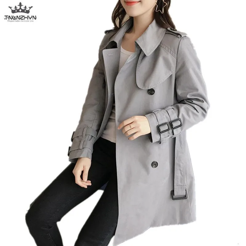

TNLNZHYN autumn new Women clothing Windbreaker overcoat Fashion loose Big yards long-sleeved female high-end trench coat QW15