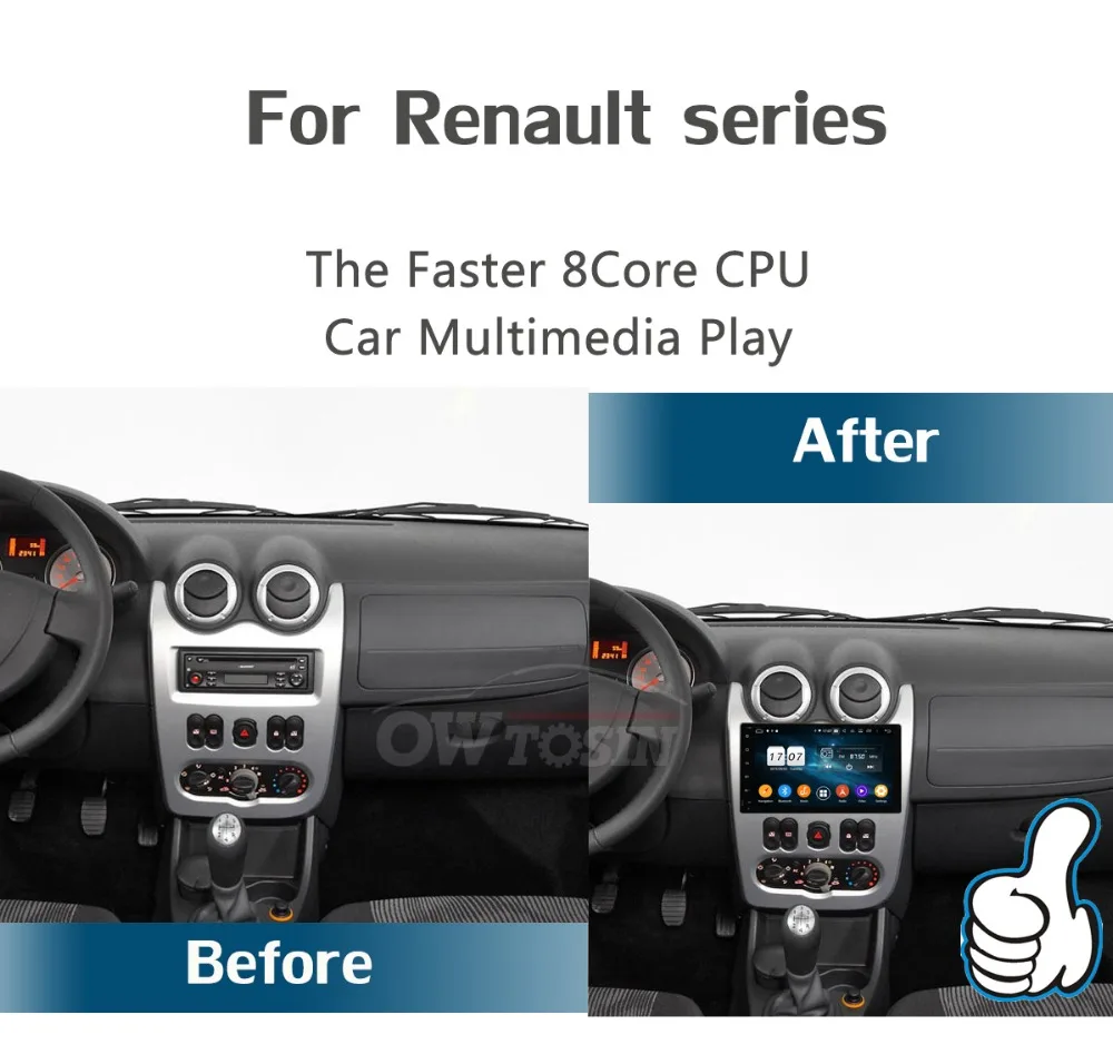 " Восьмиядерный Android 9,0 4G+ 64G Автомобильный dvd-плеер для Renault Logan Sandero Duster DACIA Logan Sandero автомобильный Радио gps Navi Parrot BT