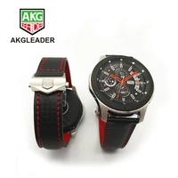 akgleader carbon fiber genuine leather watch strap band for samsung galaxy watch 4 5 4642mm gear s3 huawei gt 2 3 22mm