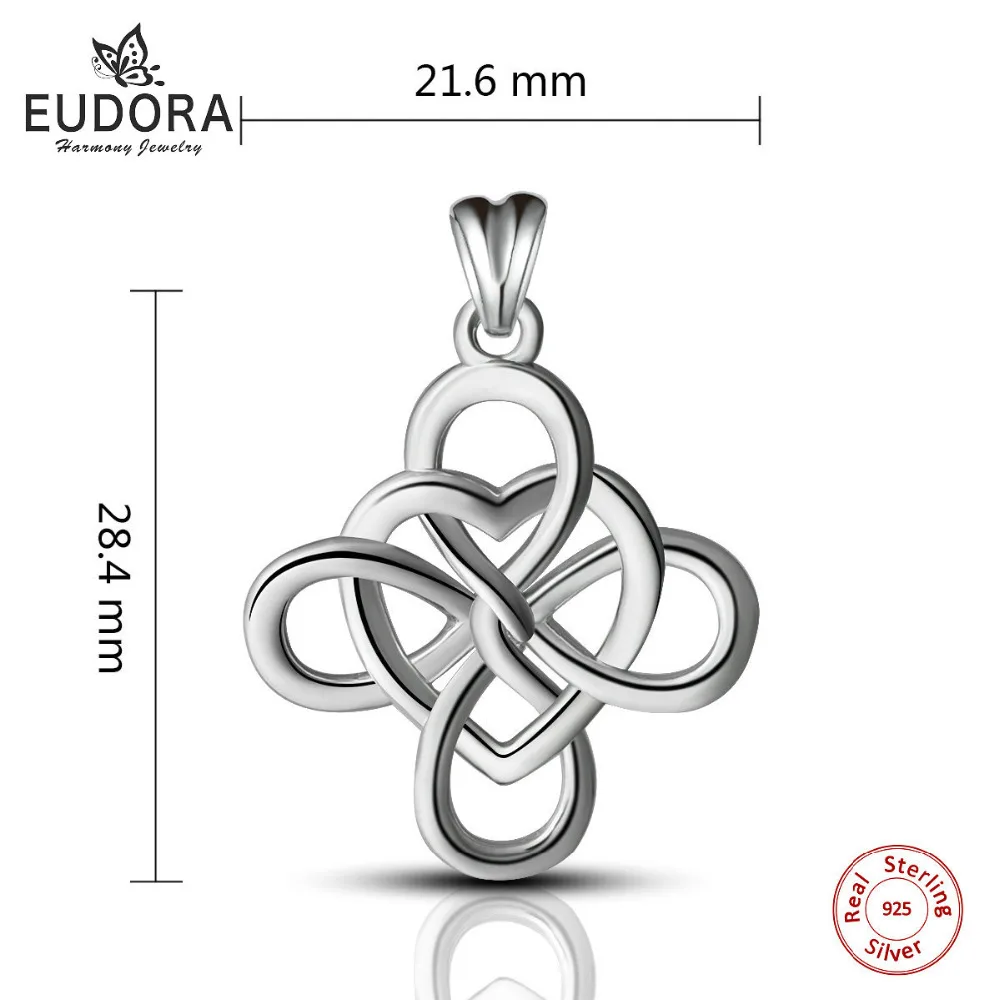 5 шт. Eudora 100% Настоящее чистое серебро 925 пробы ожерелье с бантом очаровательные