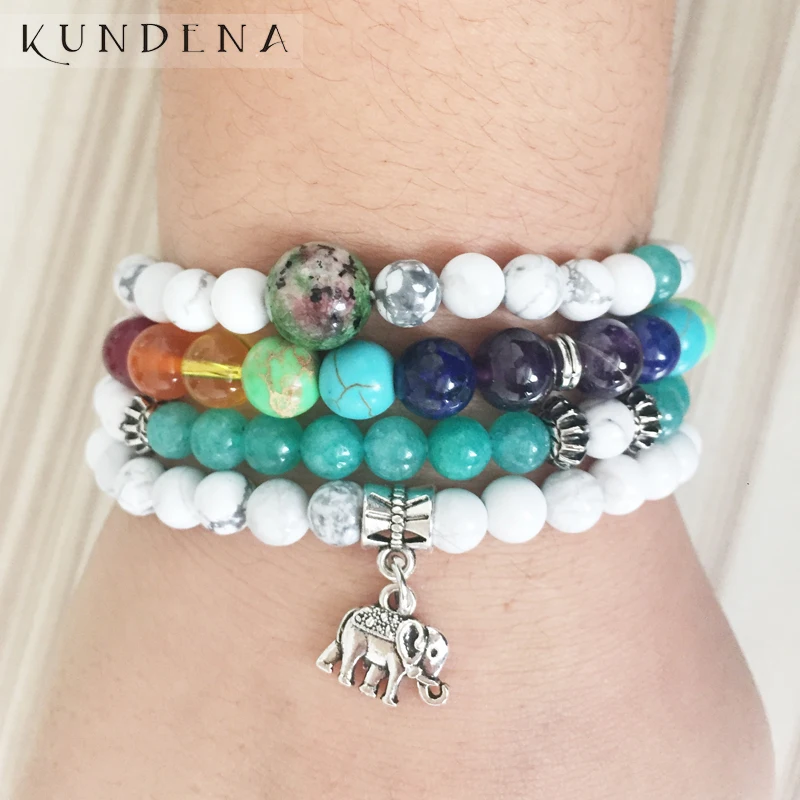 Браслет для йоги с надписью Calm Lotus Buddha Tree Hamsa женский браслет 7 чакрами Howlite на