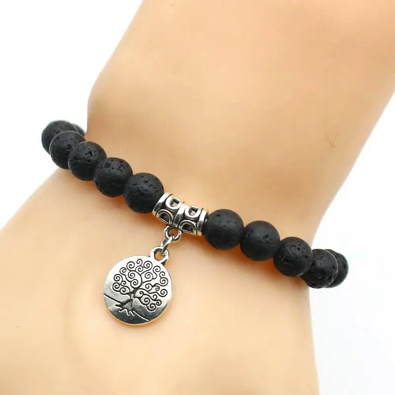 Браслет с подвеской в виде дерева жизни натуральным камнем|Браслеты шармами| |