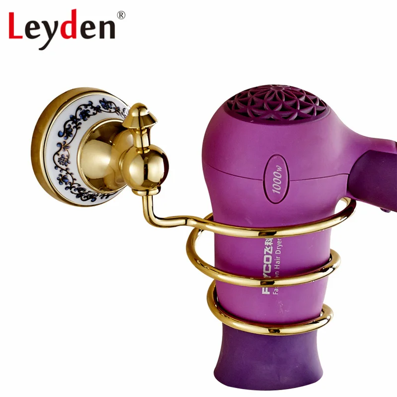 

Leyden Gold/ ORB Spiral Hair Dryer Holder Gold Wall Mount Brass Hair Dryer Holder Rack Hair Dryer Holder Bathroom Accessories
