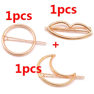 3pcs 1/2/3 предмета, модная Заколки для волос для Для женщин девушки корейский стиль заколки для волос с геометрическим рисунком заколки нарисованной длинноволосой девочкой; аксессуары для волос; ручки Головные уборы - Цвет: 3pcs