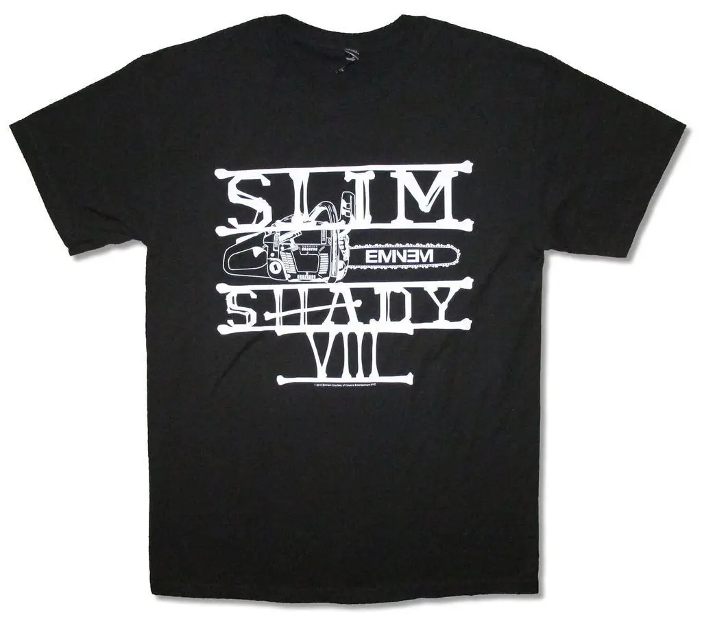Eminem Chainsaw Slim Shady 8 черная футболка новая Официальная Лицензия 100% хлопок с короткими