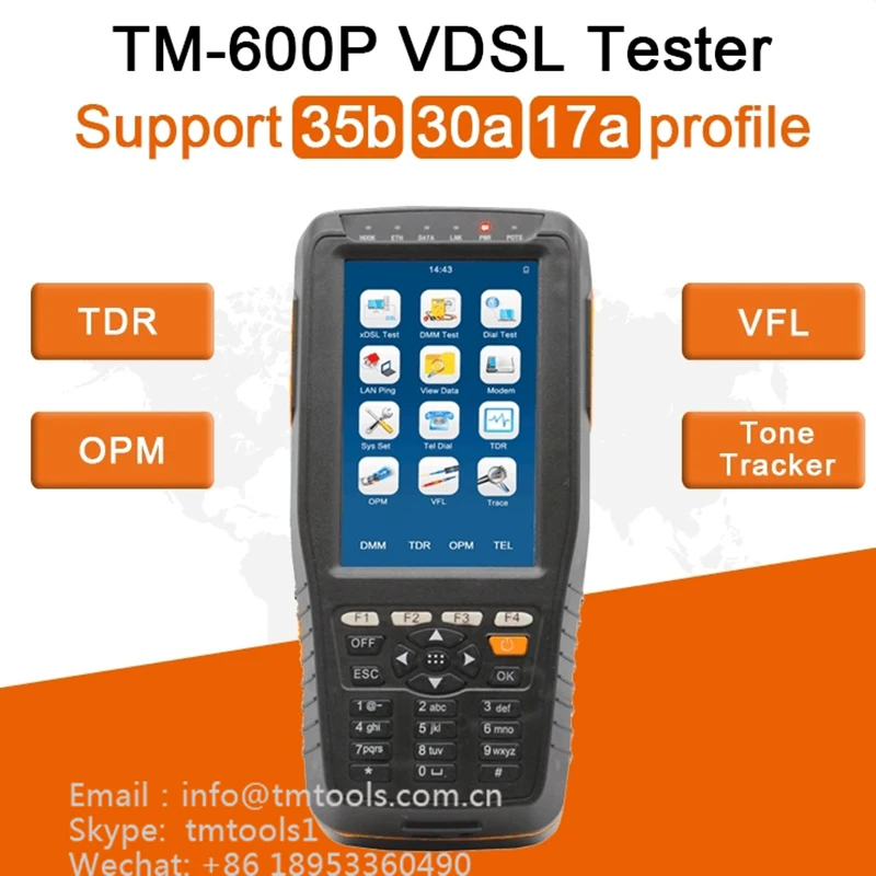 TM600P VDSL VDSL2 тестер поддержка 35b 30a 17a ADSL профиль WAN & LAN с OPM + VFL TDR тональный трекер