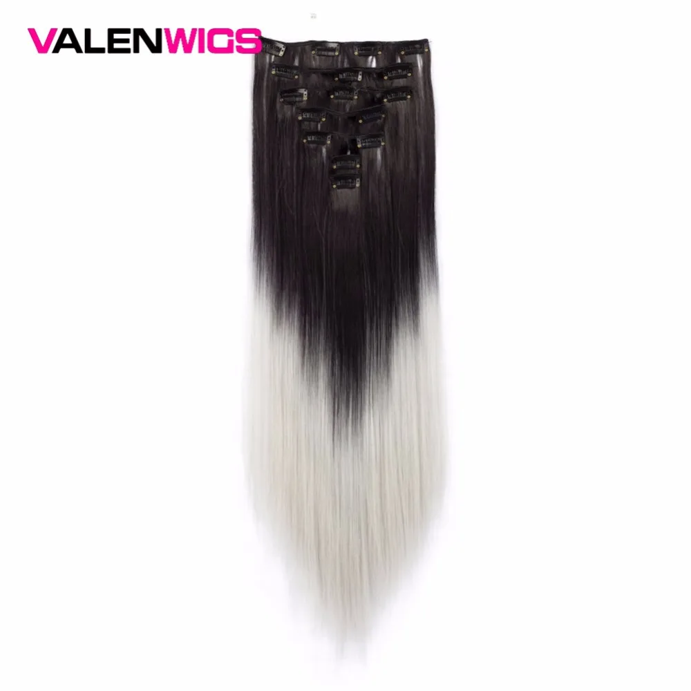 Парики Valen Прямые 7 шт./компл. наращивание волос на клипсе синтетические волосы