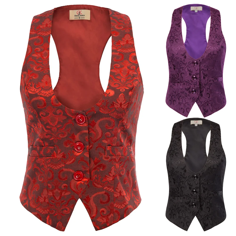 GK женский жаккардовый жилет с регулируемыми бретельками пальто 3 кнопками chalecos