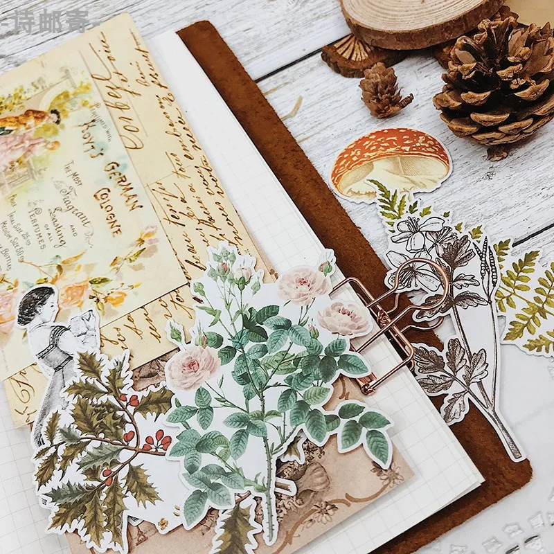 68 шт. растительных персонажей наклейки Junk Journal карточки для планировщика Винтаж