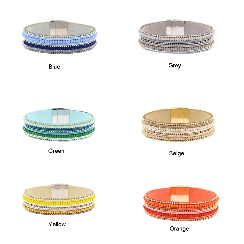 STRATHSPEY богемный кожаный браслет для женщин разноцветные браслеты с бусинами из