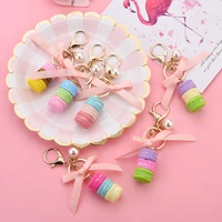 cute cake keychain bow pearl keychain metal jewelry ladies fashion keyring bag pendant wedding party gift jewelry k2279