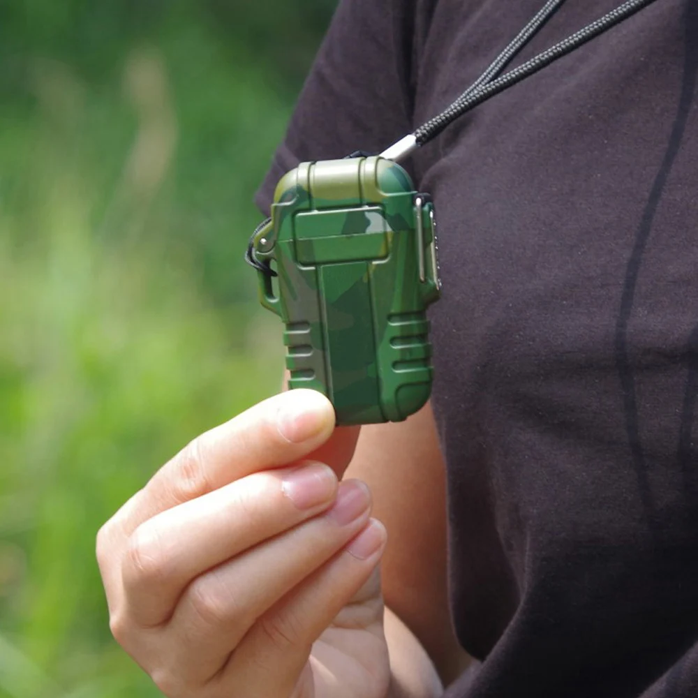 Водонепроницаемая usb зажигалка для сигарет с двойной дугой улицы кемпинга